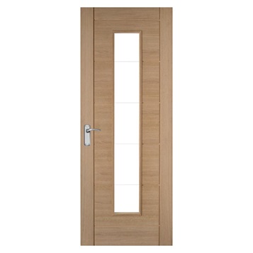 Linear Oak Clear Glazed Door
